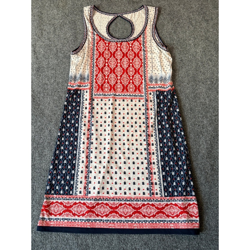 Max Studio Red White‎ Blue Dress Sleeveless Casual Summer Boho Beach Small